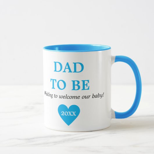 Mug Bleu Et Blanc Mignonne Première Fois Papa À Être (Droite)