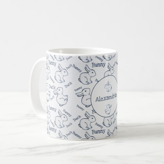 Mug Bleu et blanc Motif de canard à lapin Illusion per (Devant gauche)