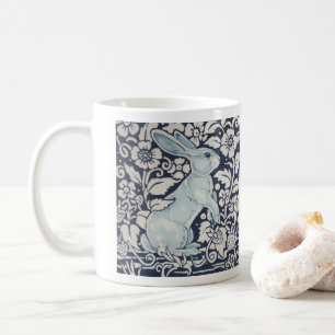 Mug Bleu et blanc Rabbit Peinture Bois Berry Floral