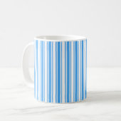 Mug Bleu et blanc rayures de bonbons (Devant gauche)
