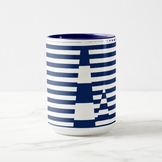 Mug Bleu et blanc sur bandes (Centre)