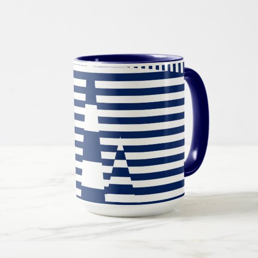 Mug Bleu et blanc sur bandes (Devant droit)