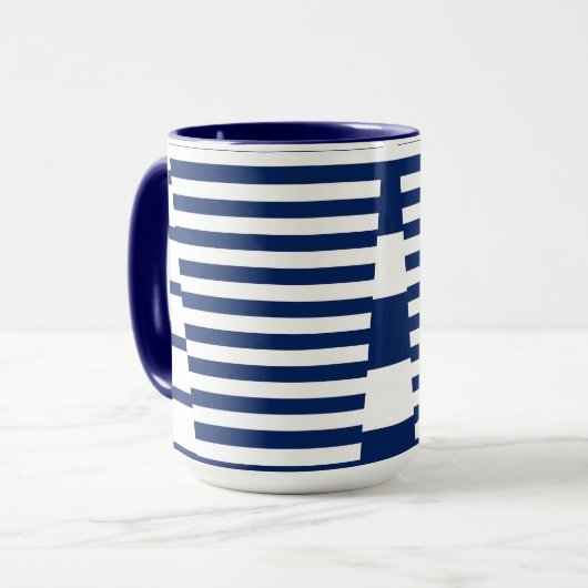 Mug Bleu et blanc sur bandes (Devant gauche)