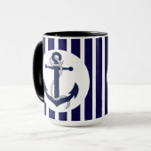 Mug Bleu Et Blancs Avec Ancre (Devant gauche)