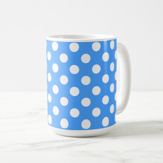 Mug Bleu Et Grands Pois Blancs (Devant droit)