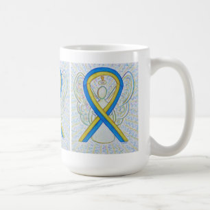 Mug Bleu et jaune de sensibilisation Ruban Angel Art M