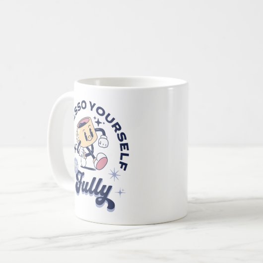 Mug Bleu et Jaune - Expresso Yourself Fully (Devant gauche)