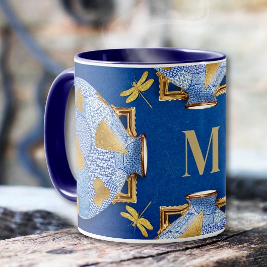 Mug Bleu Et Or De Style Japonais