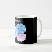 Mug Bleu et Rose Floral Chic (Devant droit)