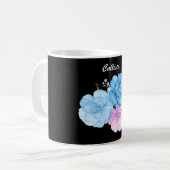 Mug Bleu et Rose Floral Chic (Devant gauche)