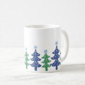 Mug Bleu et vert des arbres de Noël (Devant droit)
