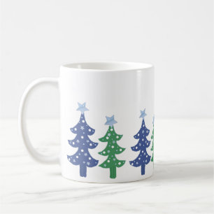 Mug Bleu et vert des arbres de Noël