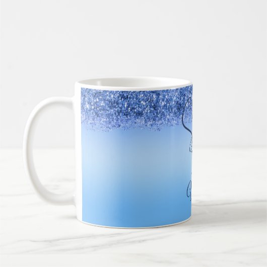 Mug Bleu étincelant Faux Parties scintillant Douce 16 (Gauche)