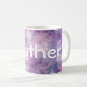 Mug Bleu fait sur commande d'abrégé sur nom, lilas, (Devant droit)