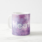 Mug Bleu fait sur commande d'abrégé sur nom, lilas, (Devant gauche)
