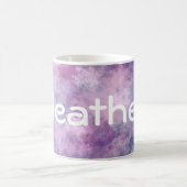 Mug Bleu fait sur commande d'abrégé sur nom, lilas, (Centre)