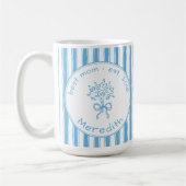 Mug Bleu Fantaisiste à Rayures Blanches Maman Pré étab (Gauche)
