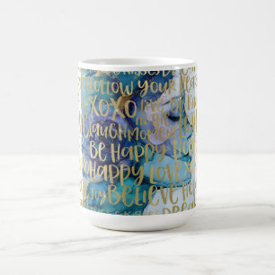 Mug Bleu Femme Face Or Citations Inspirationnelles