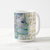 Mug Bleu Femme Face Or Citations Inspirationnelles (Devant droit)