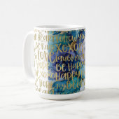 Mug Bleu Femme Face Or Citations Inspirationnelles (Devant gauche)