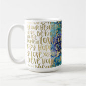 Mug Bleu Femme Face Or Citations Inspirationnelles (Gauche)