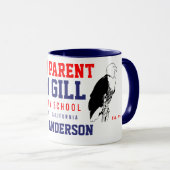 Mug Bleu fier de parent d'ouïe nommée faite sur (Devant droit)