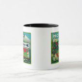 Mug Bleu Flèche Apple Crate Label Hood River, OU (Centre)