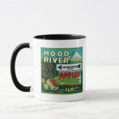 Mug Bleu Flèche Apple Crate Label Hood River, OU (Gauche)