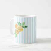 Mug Bleu Fleur Jaune Bande (Devant gauche)