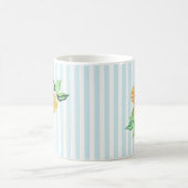 Mug Bleu Fleur Jaune Bande (Centre)