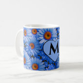 Mug Bleu floral bleu tournesol bleu marguerites motif (Devant gauche)