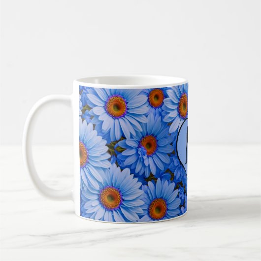 Mug Bleu floral bleu tournesol bleu marguerites motif (Gauche)