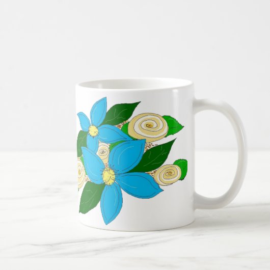 Mug Bleu Floral Clair (Droite)