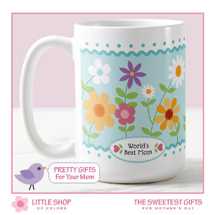 Mug Bleu Floral Meilleure Maman Fête des Mères