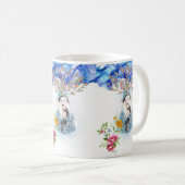 Mug Bleu Floral Victorien (Devant droit)