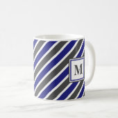 Mug Bleu foncé et rayures gris (Devant droit)