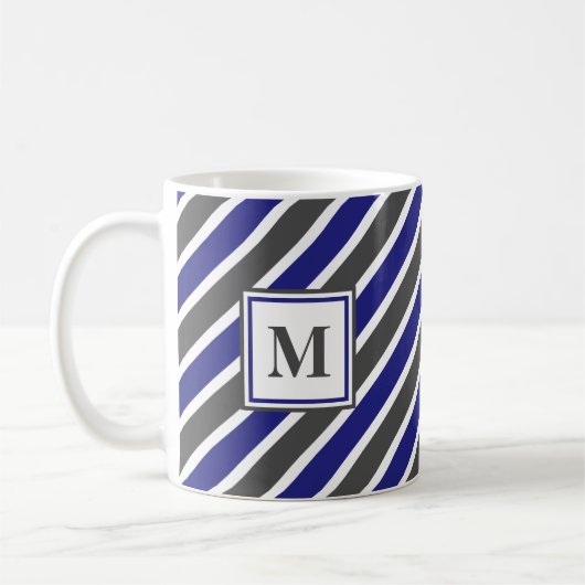 Mug Bleu foncé et rayures gris (Gauche)