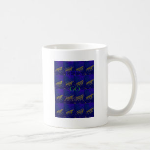 Mug Bleu français "Let's Go Zebra" Abstrait