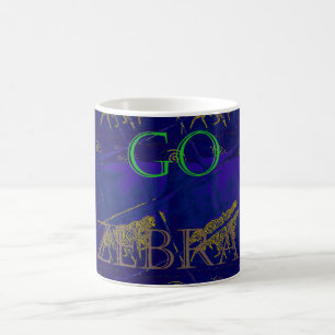 Mug Bleu français "Let's Go Zebra" Abstrait