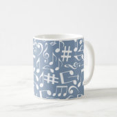 Mug Bleu fumé clair avec des notes de musique dansante (Devant droit)
