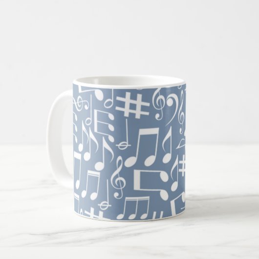 Mug Bleu fumé clair avec des notes de musique dansante (Devant gauche)