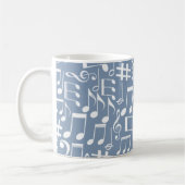 Mug Bleu fumé clair avec des notes de musique dansante (Gauche)