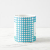 Mug Bleu Gingham Classique Monogramme Personnalisé à C (Centre)