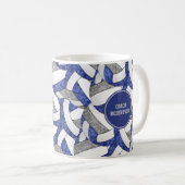 Mug bleu gris équipe couleurs volleyball entraîneur ca (Devant droit)