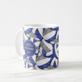 Mug bleu gris équipe couleurs volleyball entraîneur ca (Devant gauche)