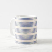 Mug Bleu gris et beige cinq rayures motif (Devant gauche)