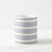 Mug Bleu gris et beige cinq rayures motif (Centre)