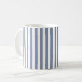 Mug Bleu gris et blanc rayures de bonbons (Devant gauche)