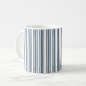 Mug Bleu gris et blanc rayures de bonbons (Devant gauche)