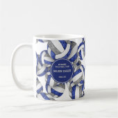 Mug bleu gris volley couleurs de l'équipe nom de l'ent (Gauche)